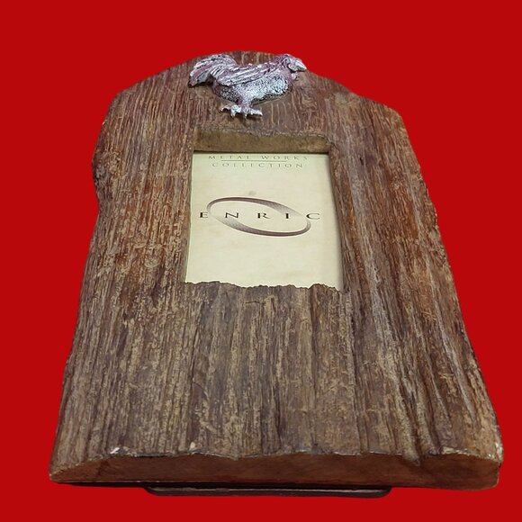 Vintage Enric Metal Rooster Wooden Photo Picture Frame - Picture 5 of 12